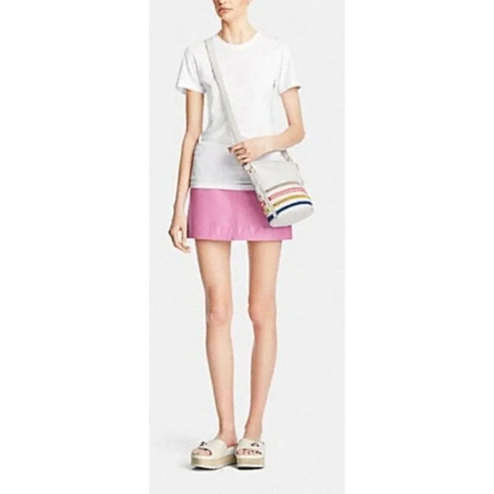 Coach 2015 Leather Chain Whiplash Whipstitch Crossbody Mini Duffle Bag 35373